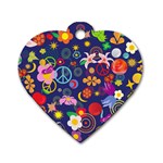 Boho floral  Dog Tag Heart (One Side)