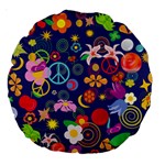 Boho floral  Large 18  Premium Round Cushion 