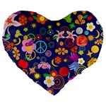 Boho floral  Large 19  Premium Heart Shape Cushion