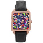 Boho floral  Rose Gold Leather Watch 