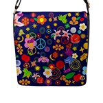 Boho floral  Flap Closure Messenger Bag (L)