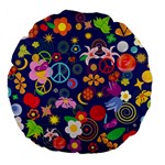 Boho floral  Large 18  Premium Flano Round Cushion 