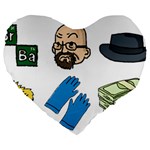 Breaking Bad Large 19  Premium Flano Heart Shape Cushion