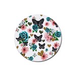 Black floral Rubber Coaster (Round)