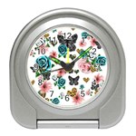 Black floral Travel Alarm Clock