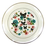 Black floral Porcelain Plate