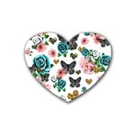 Black floral Rubber Coaster (Heart)