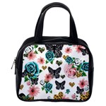 Black floral Classic Handbag (One Side)
