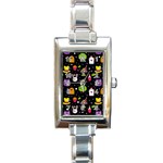  black Wonderland Rectangle Italian Charm Watch