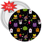  black Wonderland 3  Button (10 pack)