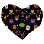  black Wonderland Large 19  Premium Heart Shape Cushion