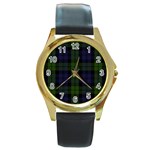 Blackwatch Tartan Round Gold Metal Watch