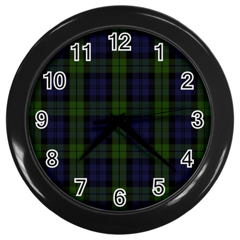 Blackwatch Tartan Wall Clock (Black) from ArtsNow.com Front