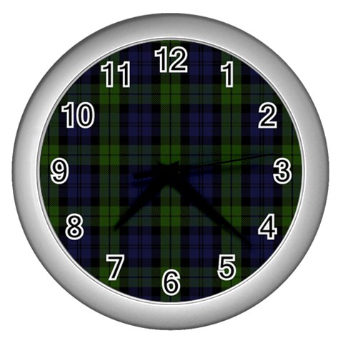 Blackwatch Tartan Wall Clock (Silver) from ArtsNow.com Front