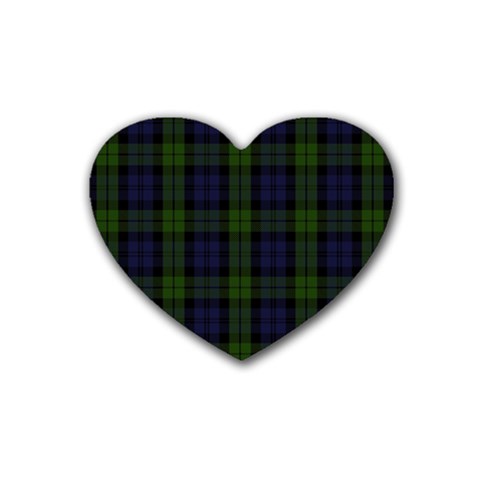 Blackwatch Tartan Rubber Coaster (Heart) from ArtsNow.com Front