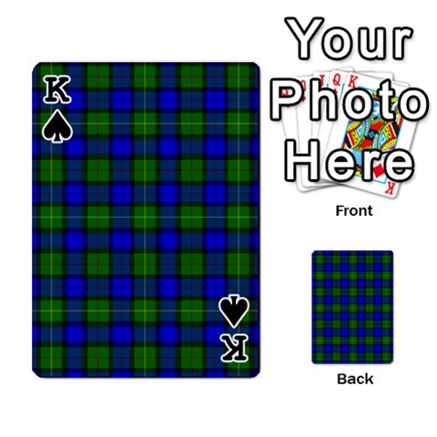 King Farquharson Tartan Playing Cards 54 Designs from ArtsNow.com Front - SpadeK