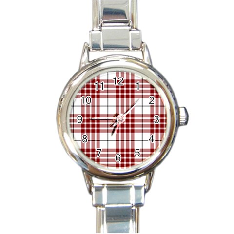 Buchanan Tartan Round Italian Charm Watch from ArtsNow.com Front