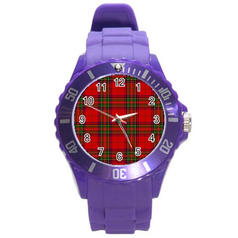 Clan Steward Tartan Round Plastic Sport Watch (L) from ArtsNow.com Front