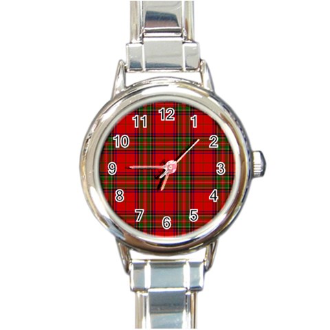 Clan Steward Tartan Round Italian Charm Watch from ArtsNow.com Front