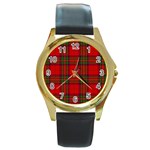 Clan Steward Tartan Round Gold Metal Watch