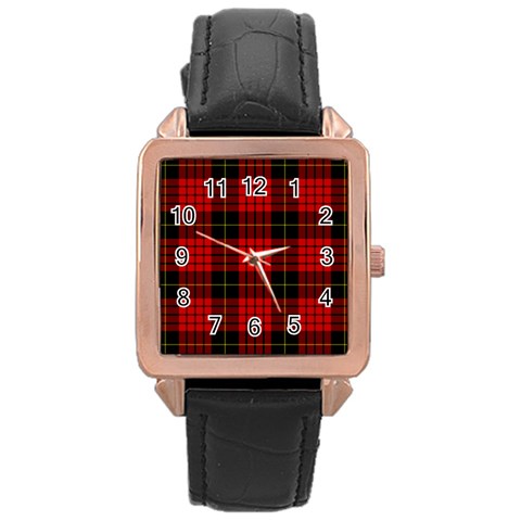 MacQueen Tartan Rose Gold Leather Watch from ArtsNow.com Front