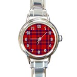 Rose Tartan Round Italian Charm Watch