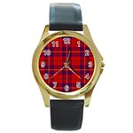 Rose Tartan Round Gold Metal Watch