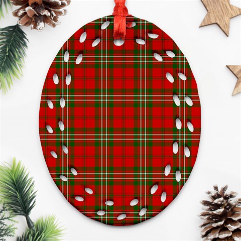 Scott Tartan Oval Filigree Ornament (Two Sides) from ArtsNow.com Front