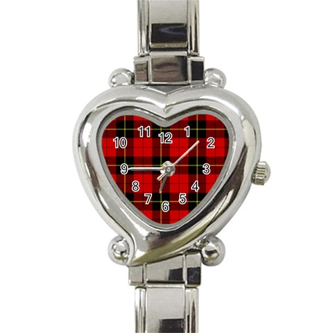 Wallace Tartan Heart Italian Charm Watch from ArtsNow.com Front