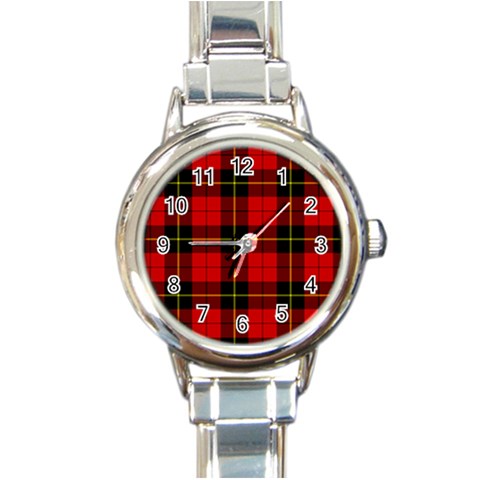 Wallace Tartan Round Italian Charm Watch from ArtsNow.com Front