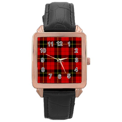 Wallace Tartan Rose Gold Leather Watch from ArtsNow.com Front