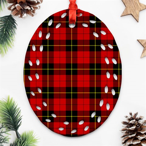 Wallace Tartan Oval Filigree Ornament (Two Sides) from ArtsNow.com Front