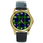 Gordon Tartan Round Gold Metal Watch