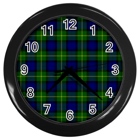 Gordon Tartan Wall Clock (Black) from ArtsNow.com Front