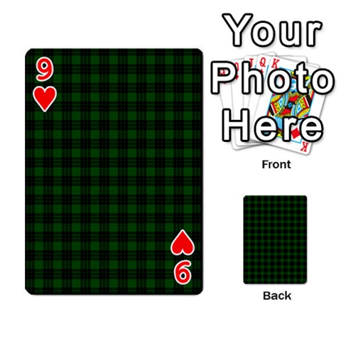 Graham Tartan Playing Cards 54 Designs from ArtsNow.com Front - Heart9