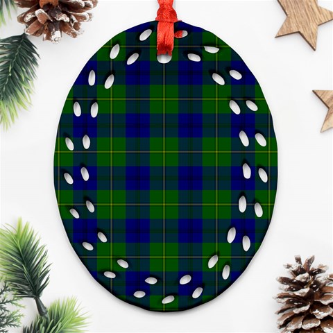 Johnston Tartan Ornament (Bell) Ornament (Oval Filigree) from ArtsNow.com Front