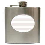 Horizontal Stripes - White and Pastel Pink Hip Flask (6 oz)