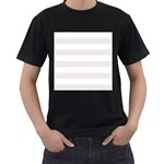 Horizontal Stripes - White and Pastel Pink Men s T-Shirt (Black)