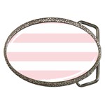 Horizontal Stripes - White and Pale Pink Belt Buckle