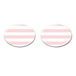 Horizontal Stripes - White and Pale Pink Cufflinks (Oval)