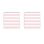 Horizontal Stripes - White and Pale Pink Cufflinks (Square)