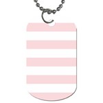 Horizontal Stripes - White and Pale Pink Dog Tag (One Side)