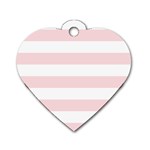 Horizontal Stripes - White and Pale Pink Dog Tag Heart (One Side)