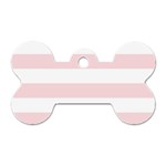 Horizontal Stripes - White and Pale Pink Dog Tag Bone (Two Sides)