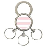 Horizontal Stripes - White and Pale Pink 3-Ring Key Chain