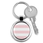 Horizontal Stripes - White and Pale Pink Key Chain (Round)