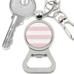 Horizontal Stripes - White and Pale Pink Bottle Opener Key Chain