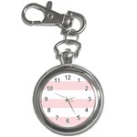 Horizontal Stripes - White and Pale Pink Key Chain Watch