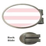 Horizontal Stripes - White and Pale Pink Money Clip (Oval)