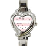 Horizontal Stripes - White and Pale Pink Heart Italian Charm Watch